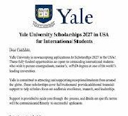 Yale University Scholarships 2027